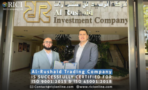 Congratulations to Al-Rushaid Trading Company ✨👏🏼 for achieving ISO 9001:2015 Quality system certification & ISO 45001:2018 Occupational Health and Safety Management System Certification from RICI Company! If your company is looking to get certified for International standards relevant to your business, we can assess and assist you.✅