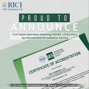 RICI Company Ltd. Is proud to announce that our Civi lab in Jubail city has obtained ISO 17025:2017 Accreditation, certificate by International Accreditation Services (IAS) 👏🏼🎉 . RICI’s Civil department objective is to help our customers to Upgrade their product quality and production efficiency. Our extensively-trained specialists use the most up-to date standards to test materials.