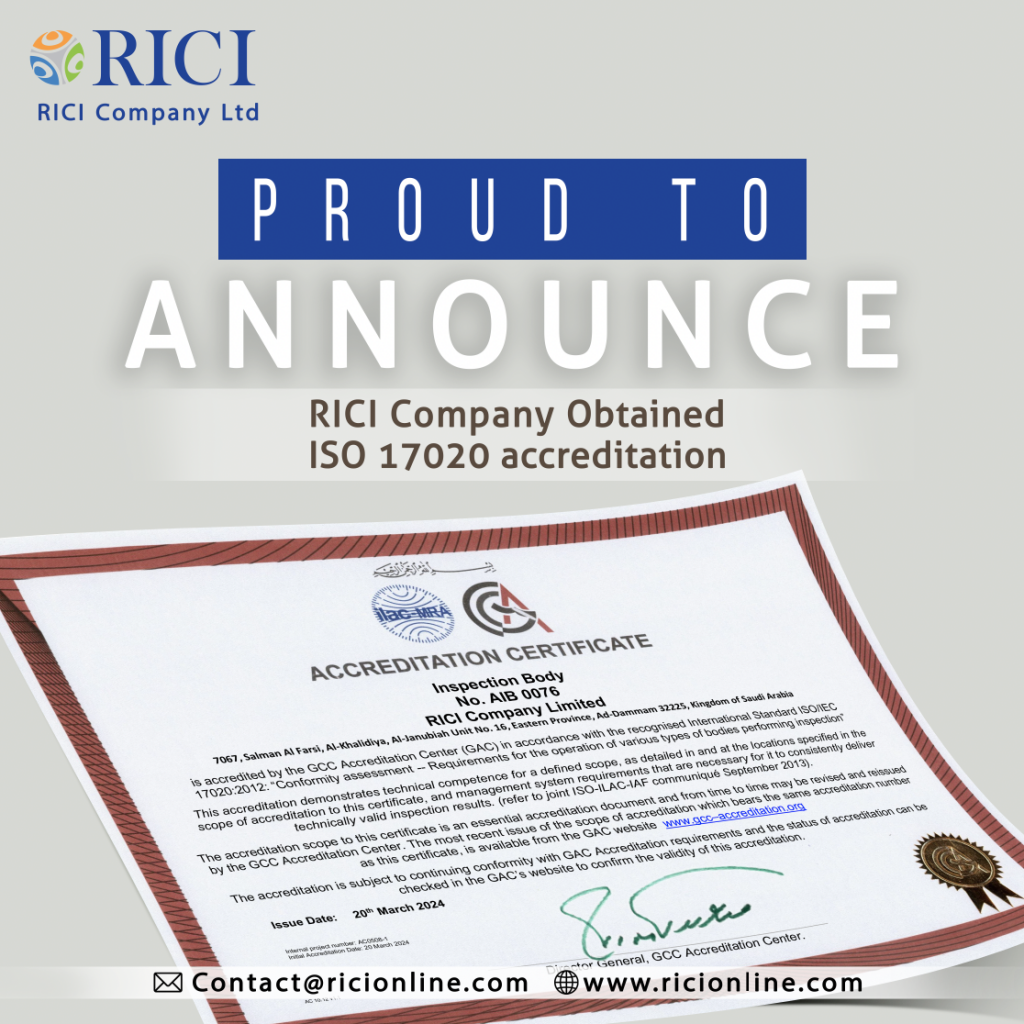 We are proud to announce that RICI Company Ltd. has obtained ISO 17020 👏🏻🎉 . This achievement showcasing our company's capability and commitment to quality assurance. ✅ For more details please feel free to contact us with details of your requirements on 📩 Contact@ricionline.com